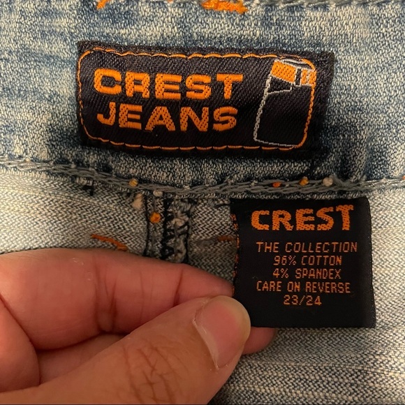 Crest Jeans The Collection‎ Distressed Embellished Denim Skirt Sz: 23/24​ - Picture 8 of 11